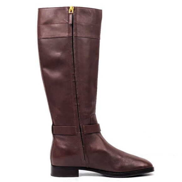 Tory Burch Wmn Everly Signature Leather Brown Equestrian Riding Tall Boots sz 9 - Picture 4 of 8